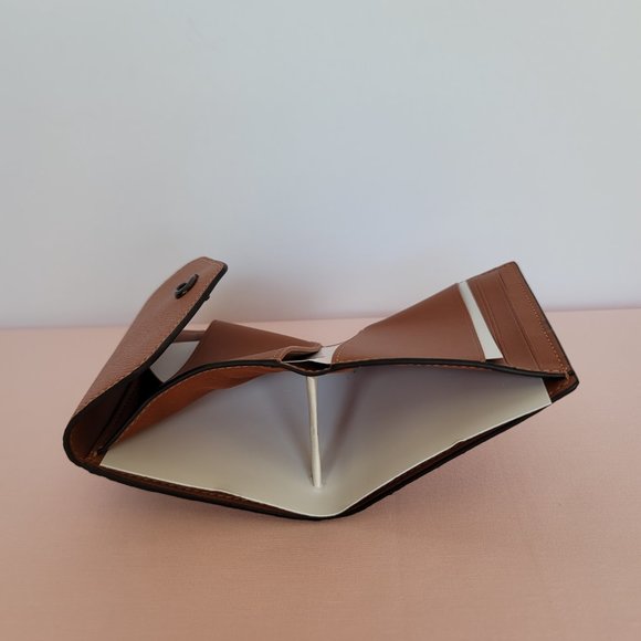 COACH Wyn Colorblocked Crossgrain Leather Small Tri-fold Wallet- Flax Multi $89⭐ - Picture 14 of 16